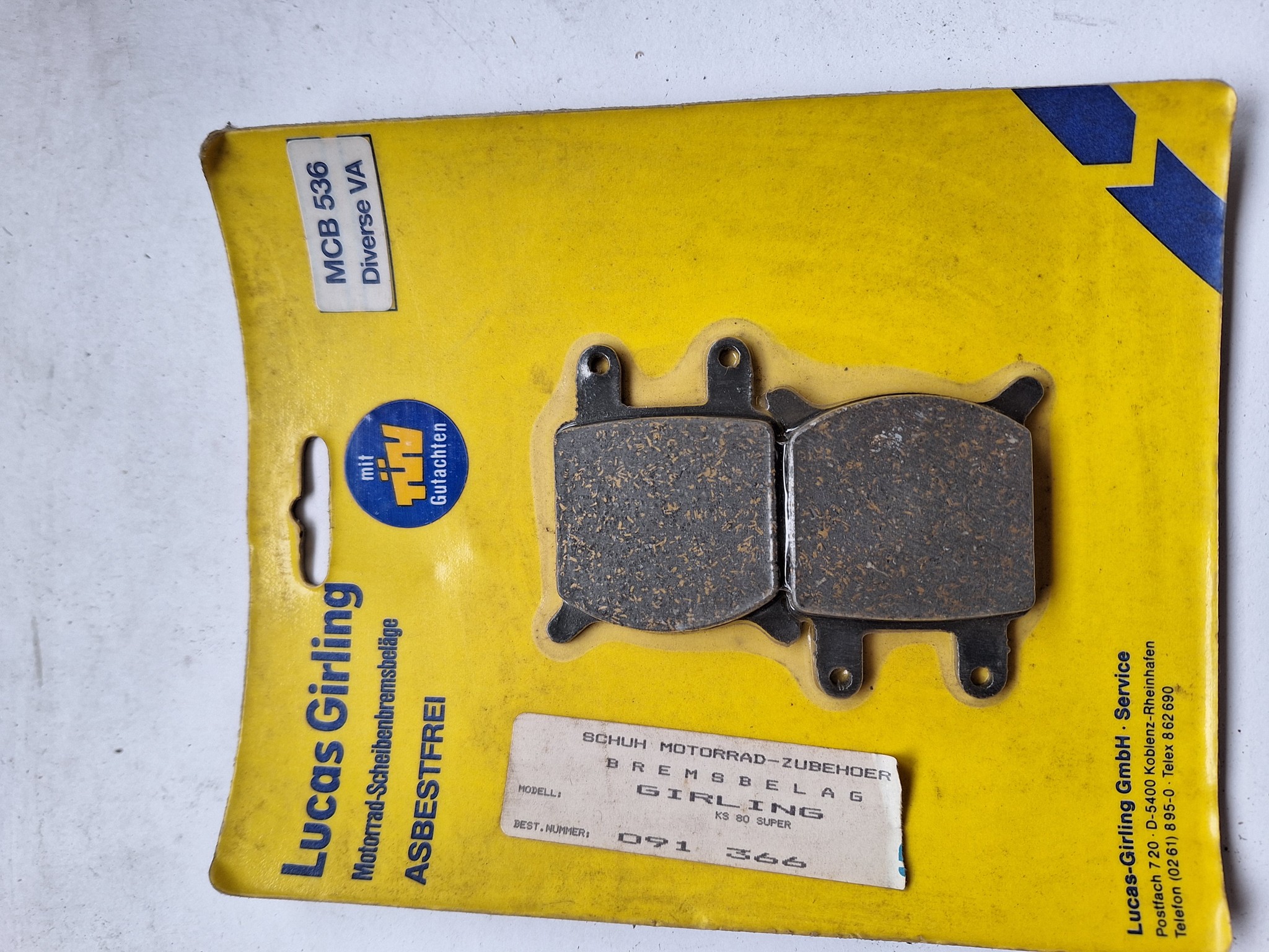 Picture of Lucas TRW  BREMSBELÄGE VO MCB 536 